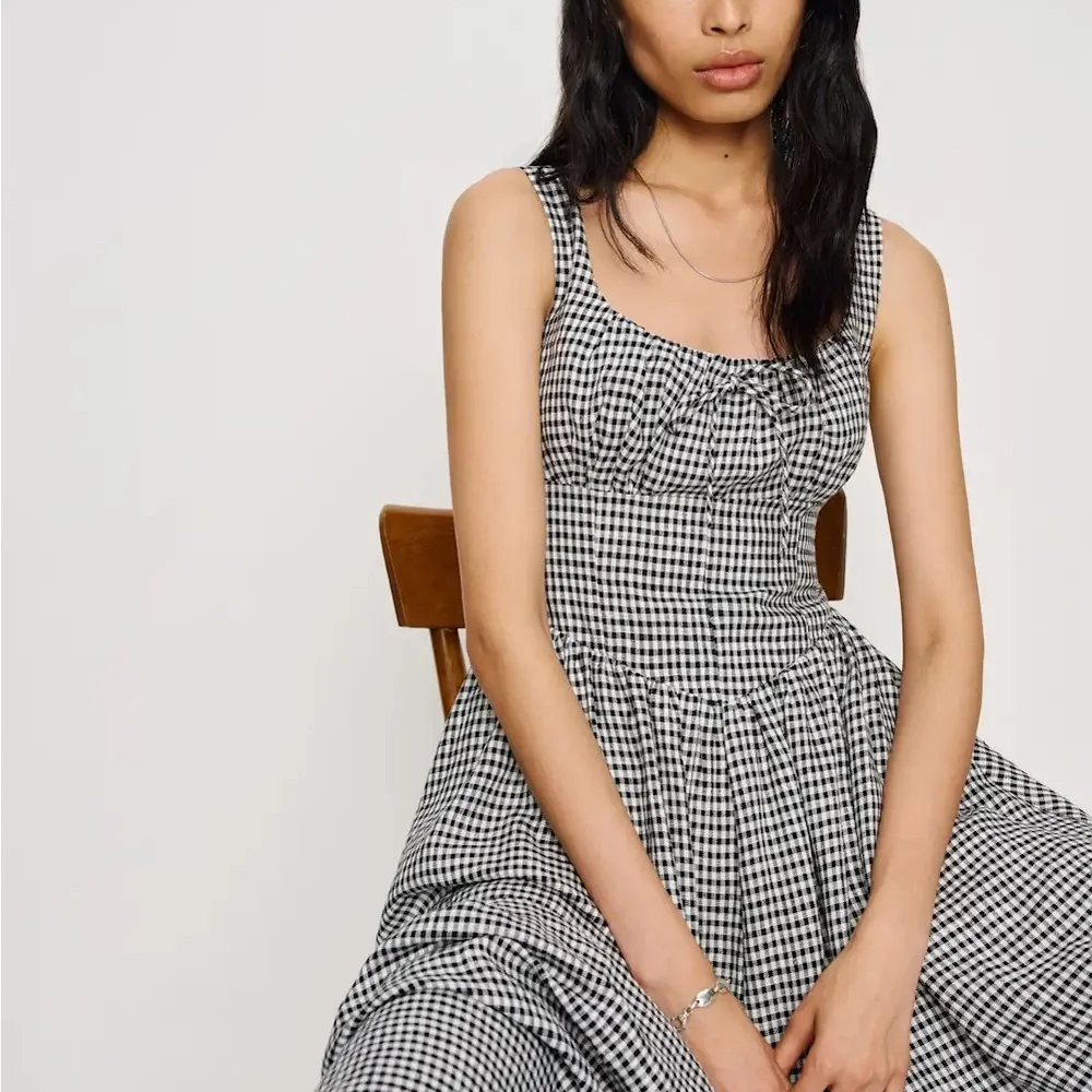 Reformation Balia Linen Dress Black and White Gingham XS / 0 - Picture 2 of 12